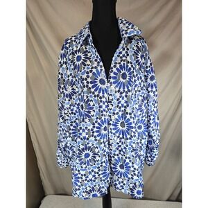 Ruby Rd Womens Blue Patterned Button Up 22W
